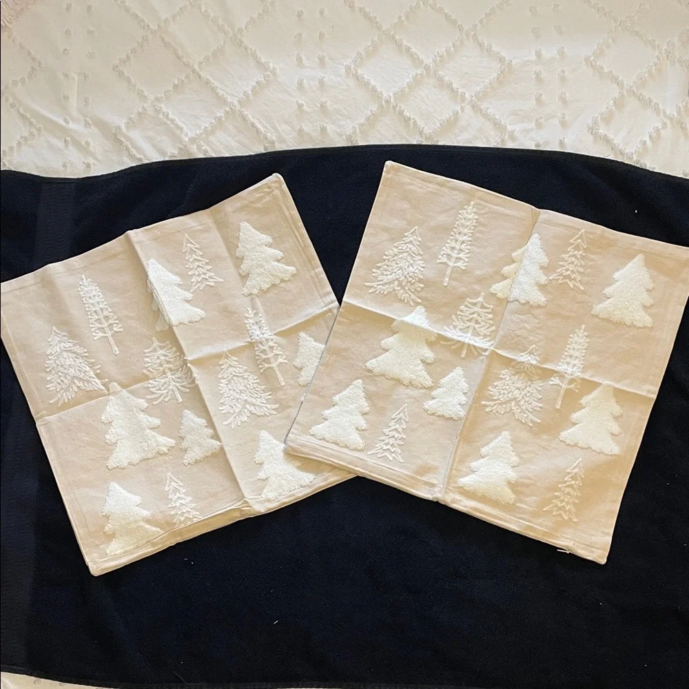 Set of two Cream Tree textured Patterned Accent Pillow Covers new beautiful